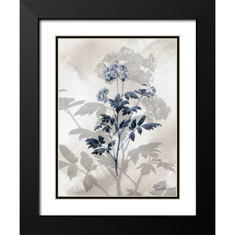 Indigo Bloom II Black Modern Wood Framed Art Print with Double Matting by Butler, John