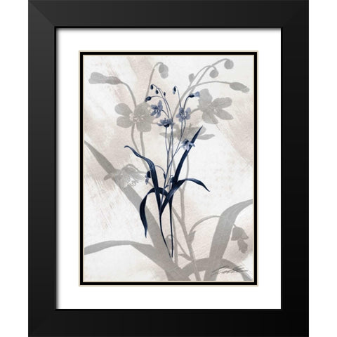 Indigo Bloom III Black Modern Wood Framed Art Print with Double Matting by Butler, John