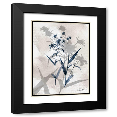 Indigo Bloom IV Black Modern Wood Framed Art Print with Double Matting by Butler, John