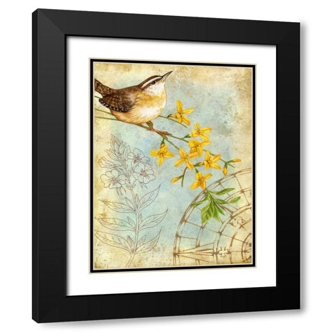 Songbird Sketchbook I Black Modern Wood Framed Art Print with Double Matting by Maday, Jane