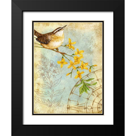 Songbird Sketchbook I Black Modern Wood Framed Art Print with Double Matting by Maday, Jane