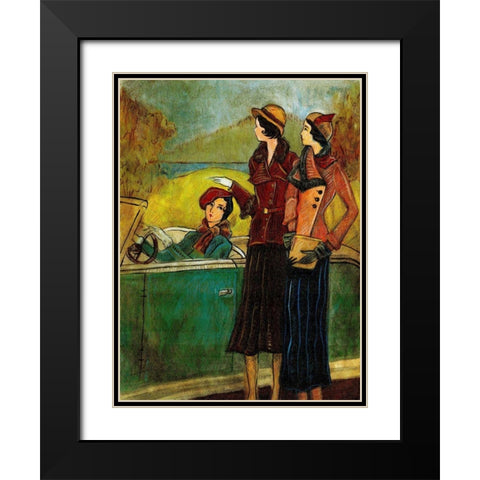 Girls and Cars I Black Modern Wood Framed Art Print with Double Matting by Harrington, Danielle