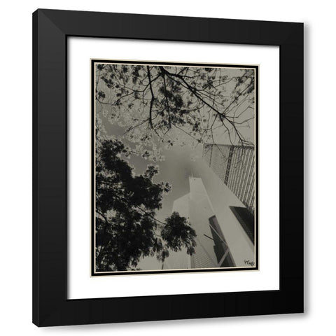 Skyrise View III Black Modern Wood Framed Art Print with Double Matting by Ling, Tang
