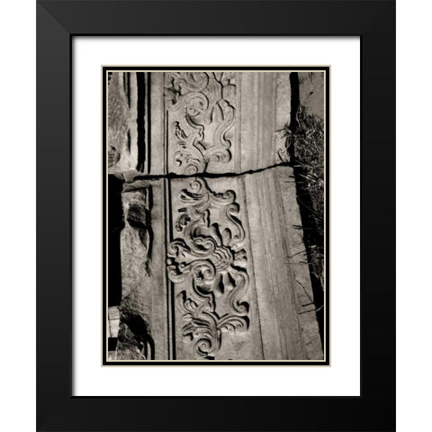 Stone Carving VII Black Modern Wood Framed Art Print with Double Matting by Ling, Tang