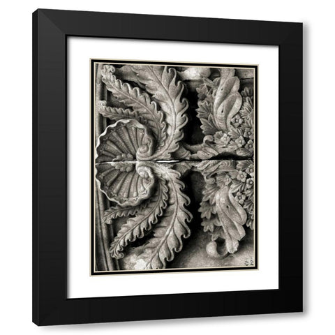 Stone Carving VIII Black Modern Wood Framed Art Print with Double Matting by Ling, Tang