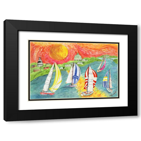 Sunsets Embrace Black Modern Wood Framed Art Print with Double Matting by Smith, Kaeli