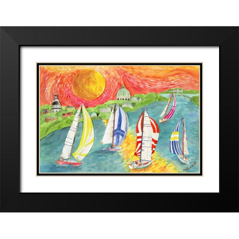 Sunsets Embrace Black Modern Wood Framed Art Print with Double Matting by Smith, Kaeli