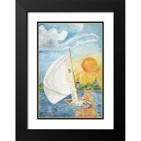 Day Sail Black Modern Wood Framed Art Print with Double Matting by Smith, Kaeli