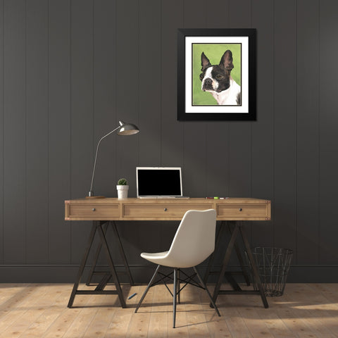 Dog Portrait-Boston Black Modern Wood Framed Art Print with Double Matting by Sands, Jill
