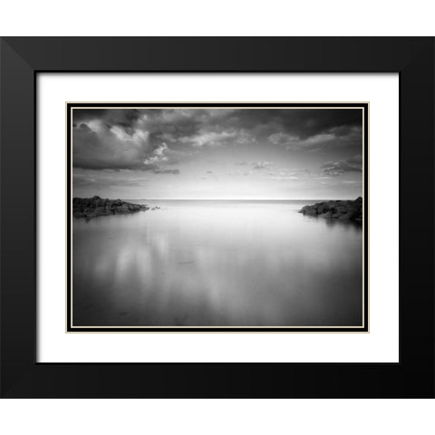 Gentle Waters Black Modern Wood Framed Art Print with Double Matting by Henson, Martin