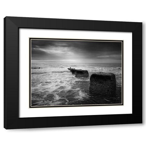 Blocks Black Modern Wood Framed Art Print with Double Matting by Henson, Martin