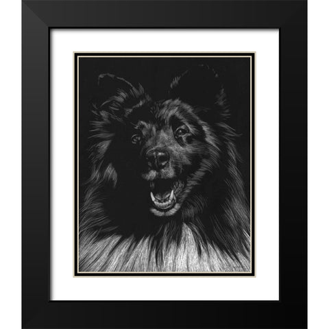 Canine Scratchboard IX Black Modern Wood Framed Art Print with Double Matting by Chapman, Julie T.