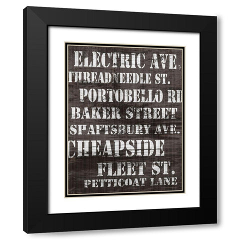 Streets of London II Black Modern Wood Framed Art Print with Double Matting by James, Andrea