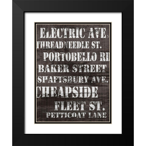 Streets of London II Black Modern Wood Framed Art Print with Double Matting by James, Andrea