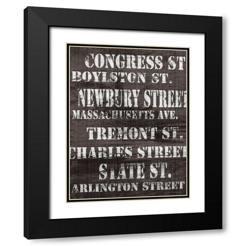 Streets of Boston I Black Modern Wood Framed Art Print with Double Matting by James, Andrea