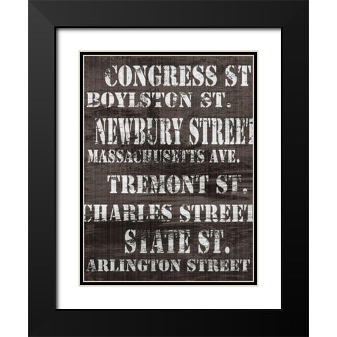 Streets of Boston I Black Modern Wood Framed Art Print with Double Matting by James, Andrea