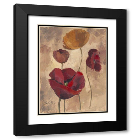 Textured Poppies I Black Modern Wood Framed Art Print with Double Matting by Cohen, Marietta