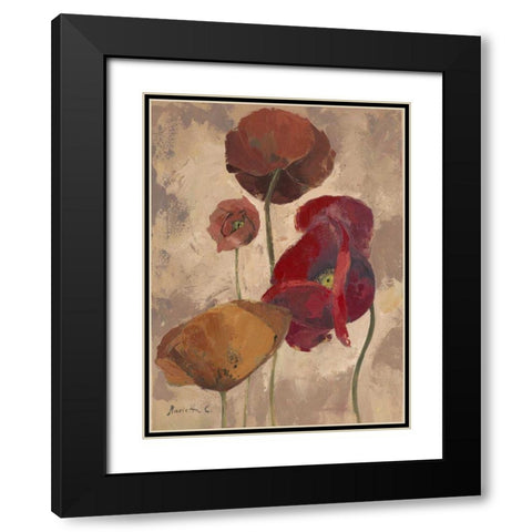 Textured Poppies II Black Modern Wood Framed Art Print with Double Matting by Cohen, Marietta
