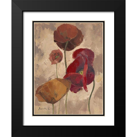 Textured Poppies II Black Modern Wood Framed Art Print with Double Matting by Cohen, Marietta