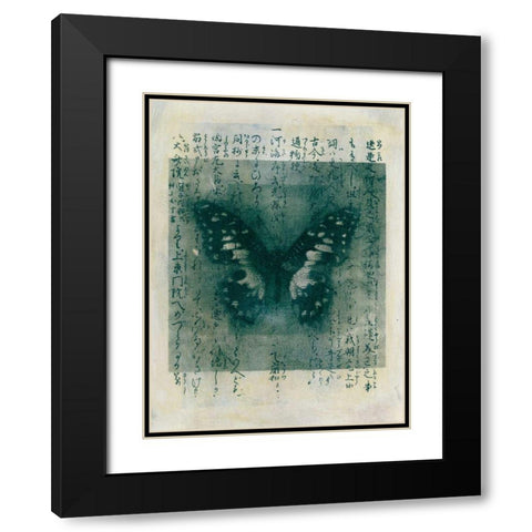Butterfly Calligraphy I Black Modern Wood Framed Art Print with Double Matting by Ray, Elena