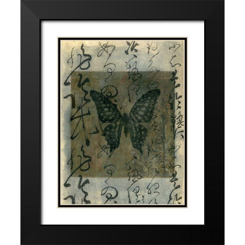 Butterfly Calligraphy III Black Modern Wood Framed Art Print with Double Matting by Ray, Elena