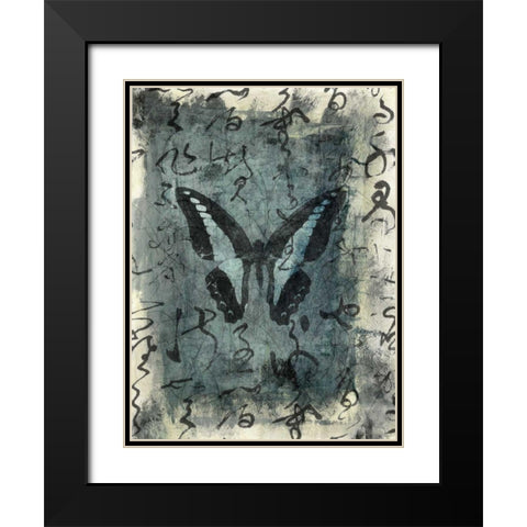 Butterfly Calligraphy IV Black Modern Wood Framed Art Print with Double Matting by Ray, Elena