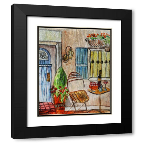 Greek CafT II Black Modern Wood Framed Art Print with Double Matting by Harrington, Danielle