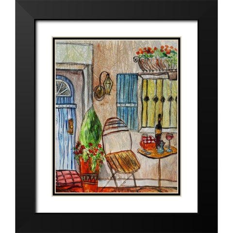 Greek CafT II Black Modern Wood Framed Art Print with Double Matting by Harrington, Danielle