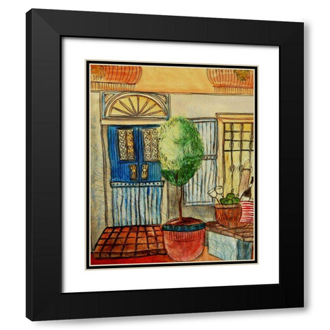 Greek CafT III Black Modern Wood Framed Art Print with Double Matting by Harrington, Danielle
