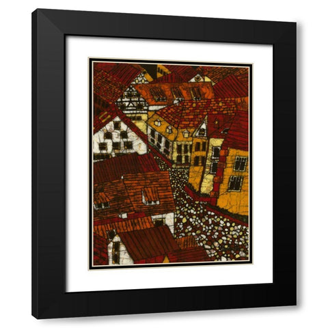 Red Roofs II Black Modern Wood Framed Art Print with Double Matting by Davis, Andrea