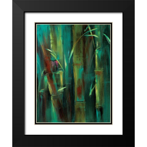 Turquoise Bamboo I Black Modern Wood Framed Art Print with Double Matting by Wilkins, Suzanne