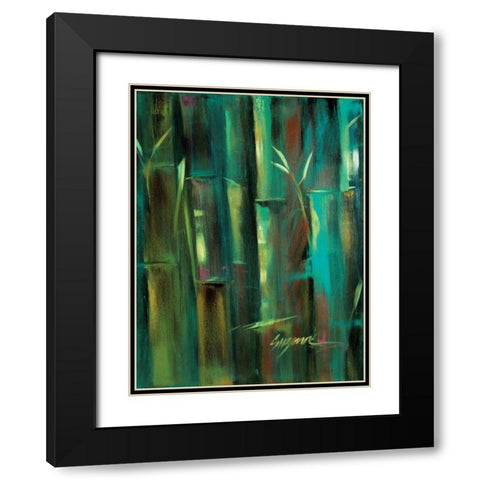 Turquoise Bamboo II Black Modern Wood Framed Art Print with Double Matting by Wilkins, Suzanne