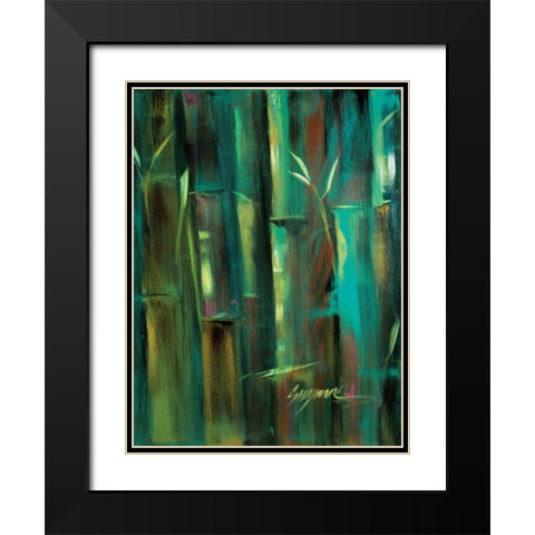 Turquoise Bamboo II Black Modern Wood Framed Art Print with Double Matting by Wilkins, Suzanne