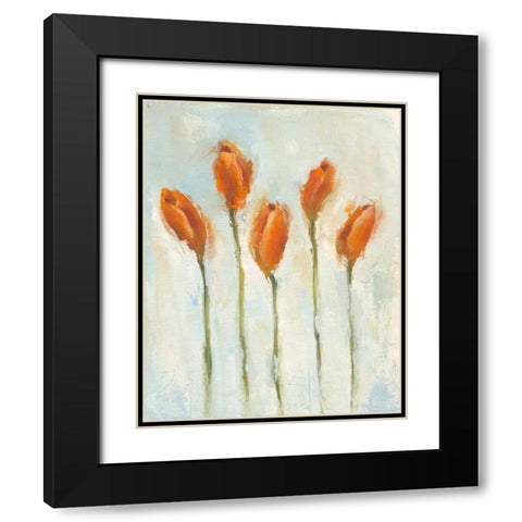 Painted Tulips III Black Modern Wood Framed Art Print with Double Matting by Nichols, Liz