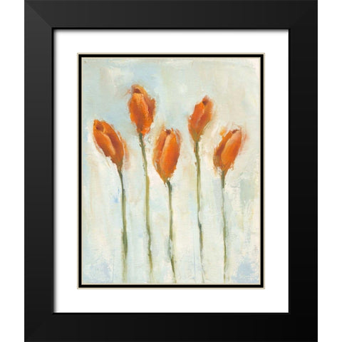 Painted Tulips III Black Modern Wood Framed Art Print with Double Matting by Nichols, Liz