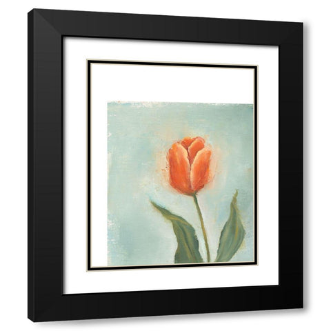 Painted Tulips V Black Modern Wood Framed Art Print with Double Matting by Nichols, Liz