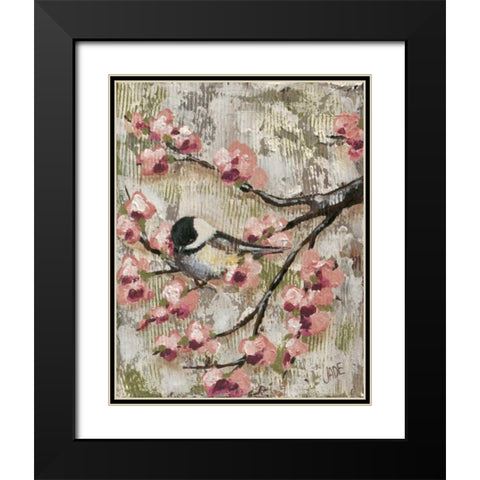 Cherry Blossom Bird II Black Modern Wood Framed Art Print with Double Matting by Reynolds, Jade