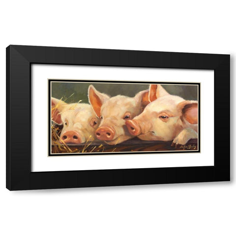 Pig Heaven Black Modern Wood Framed Art Print with Double Matting by Hawley, Carolyne