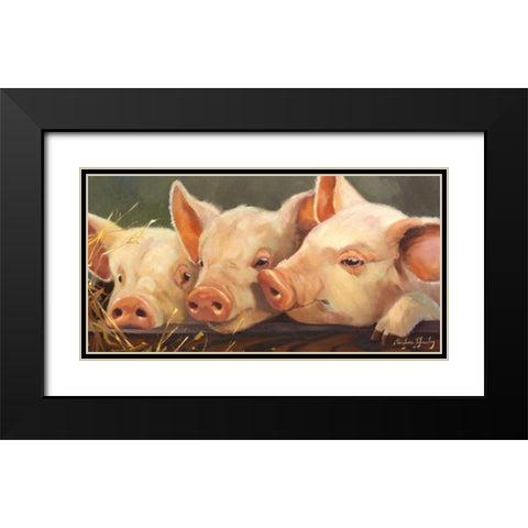 Pig Heaven Black Modern Wood Framed Art Print with Double Matting by Hawley, Carolyne