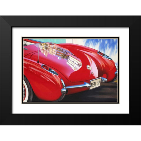 57 Corvette Black Modern Wood Framed Art Print with Double Matting by Reynolds, Graham