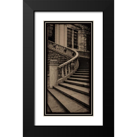 Sepia Architecture III Black Modern Wood Framed Art Print with Double Matting by Ling, Tang