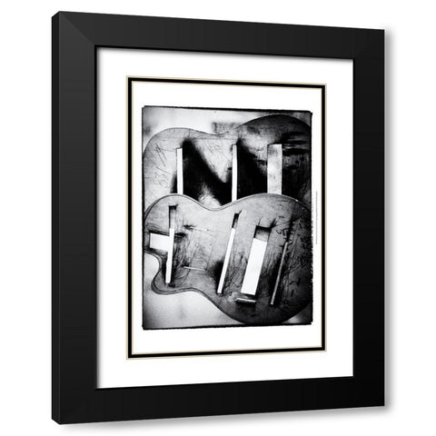 Guitar Factory IV Black Modern Wood Framed Art Print with Double Matting by Ling, Tang