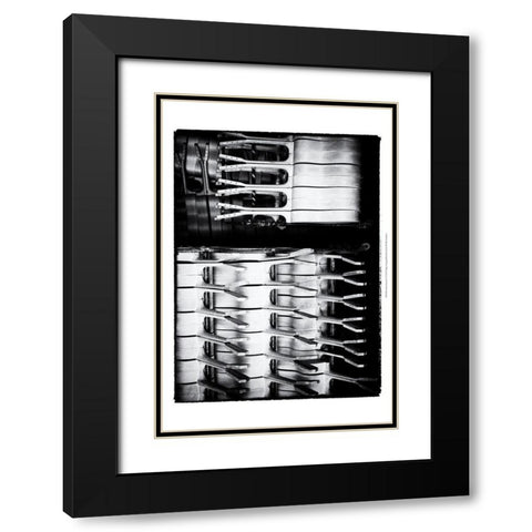 Guitar Factory V Black Modern Wood Framed Art Print with Double Matting by Ling, Tang