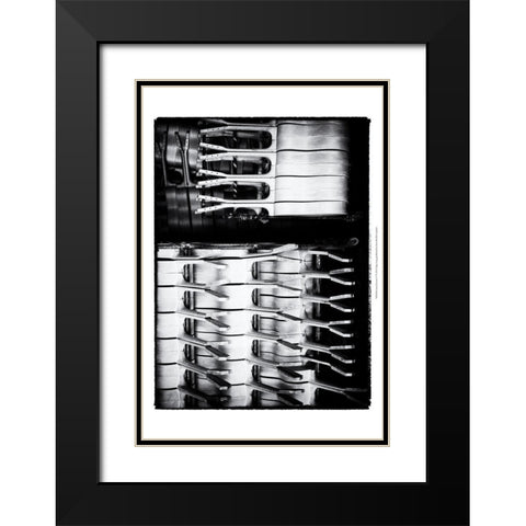 Guitar Factory V Black Modern Wood Framed Art Print with Double Matting by Ling, Tang