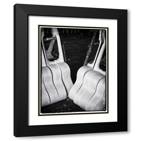 Guitar Factory VI Black Modern Wood Framed Art Print with Double Matting by Ling, Tang