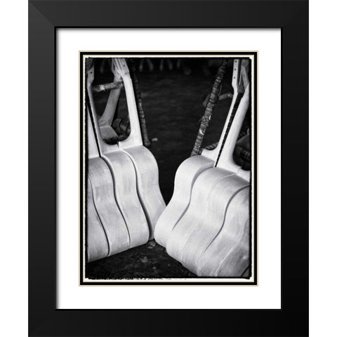 Guitar Factory VI Black Modern Wood Framed Art Print with Double Matting by Ling, Tang