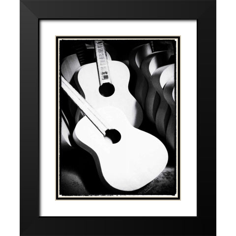 Guitar Factory VII Black Modern Wood Framed Art Print with Double Matting by Ling, Tang