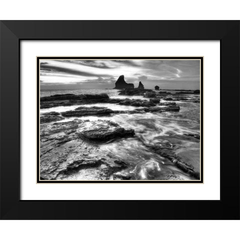 BandW Rushing Tides Black Modern Wood Framed Art Print with Double Matting by Nalbandian, Nish