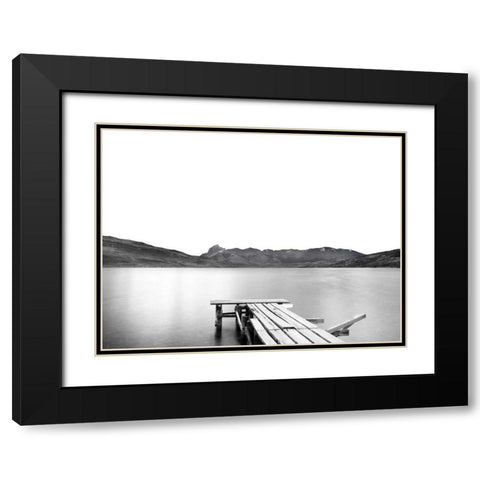 Lake with Dock Black Modern Wood Framed Art Print with Double Matting by Nalbandian, Nish