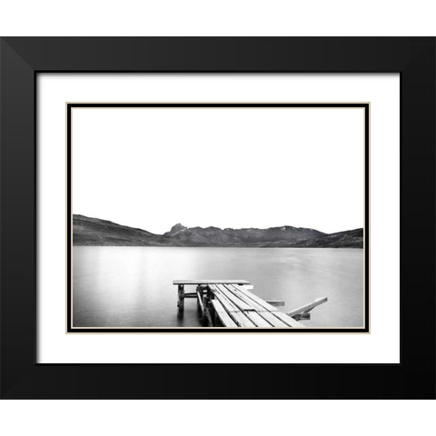Lake with Dock Black Modern Wood Framed Art Print with Double Matting by Nalbandian, Nish